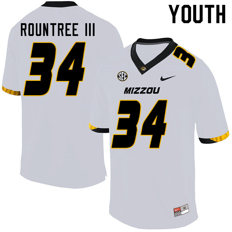 Youth #34 Larry Rountree III Missouri Tigers College Football Jerseys Sale-White - Click Image to Close